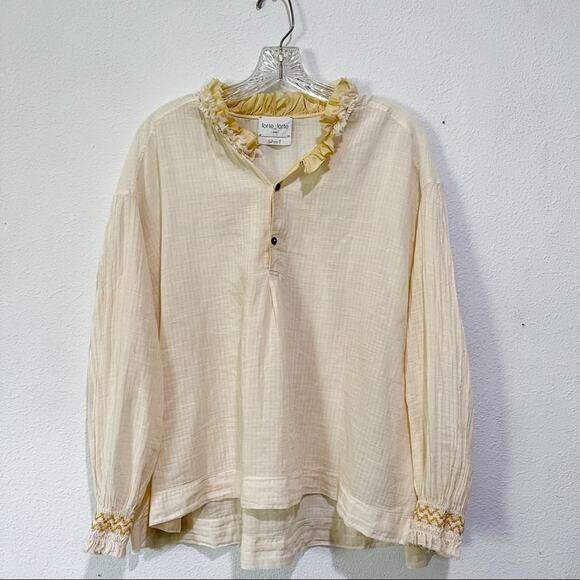 Forte Forte Ruffle-neck Half-button Boho Blouse Size S in Ivory NWT - Picture 7 of 15